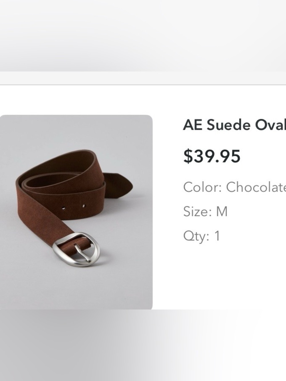 American Eagle Outfitters Brown Suede Belt with Oval Silver Buckle